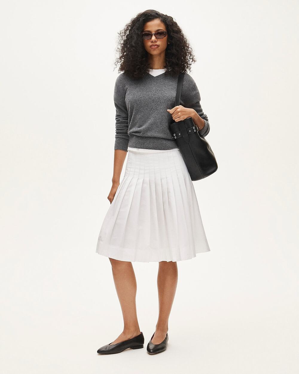J.Crew Pleated skirt in cotton poplin White Size T4 NWT